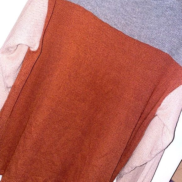 Colorblock Women's Sweater - Gray, Rust, and Beige - Picture 6 of 9